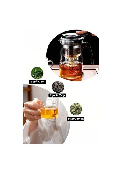Sihirli Borosilikat Cam Demlik 900 Ml Isıya Dayanıklı & Tek Tuşla Demleme Şeffaf