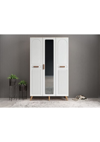 Monere Membran 3 Kapaklı Portmanto Montaj Dahil Çam Beyaz 120 Cm