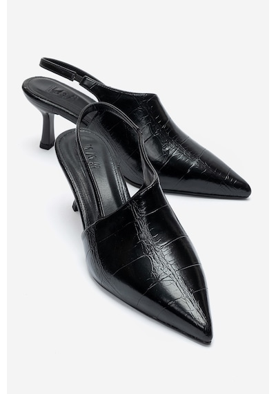 Luvishoes Yarel Siyah Baskı Kadın Topuklu Ayakkabı