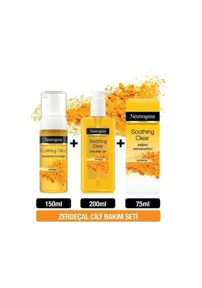 Neutrogena Soothing Clear Temizleme Köpüğü 150 ML Zerdeçal + Jel 200 ML + Nemlendirici 75 ML