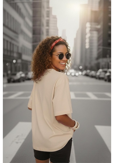 Mily Kadın Oversize Basic Bisiklet Yaka Pamuklu T-shirt Rahat Kesim Unisex Sevgili Kombini Taş Rengi Mily Kadın Oversize Basic Bisiklet Yaka Pamuklu T-shirt Rahat Kesim Unisex Sevgili Kombini Taş Rengi