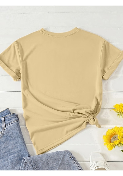 Uyguntarz Unisex Cep Panda Baskılı Tasarım Tshirt Bej