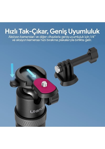 Ulanzi Tt24 Cka 146cm Selfie Stick Tripod Kamera Ve Telefon Uyumlu - S044a