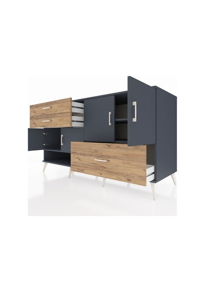 Kronos Konsol 3 Raflı 3 Çekmeceli 4 Kapaklı 176x59x99 Antrasit-an Antrasit-antrasit/çam Kronos Konsol 3 Raflı 3 Çekmeceli 4 Kapaklı 176x59x99 Antrasit-an Antrasit-antrasit/çam