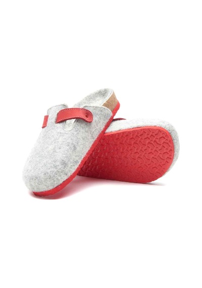 Comfortfusse Capri-w - Erkek Ortopedik Yün Keçe Sabo Ev Terliği Açık Gri Yün