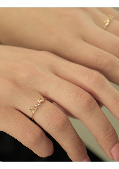 Fiyonk Kuyumculuk 14 Ayar Altın Love Yüzük 001