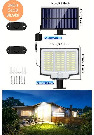 Technosmart Solar 220 Led 5m Kablolu, Ip65, Kumandalı, 3 Modlu, Güneş Enerjili Bahçe Aydınlatma Beyaz
