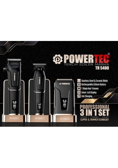 Powertec TR-5400 3 in 1 Günlük Saç Sakal Kesim Makinesi