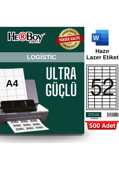 Herboy Hb-1022 50 X 22 Mm A4 Laser Etiket 500 Adet