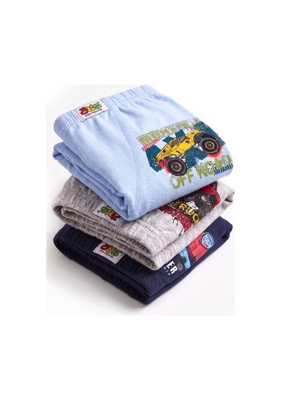 Öts Erkek Çocuk 3 Lü Pamuklu Boxer Baskılı Ergonomik Tasarım 7396-3 Renkli
