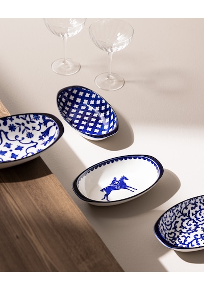 Reve Bleu Ellis Oval Tabak Seti - 22 Cm - Mavi/beyaz 8684427358665 Çok Renkli