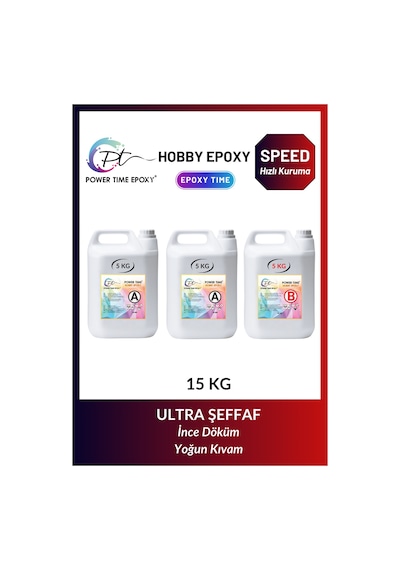Hobi Epoksi Speed/Hızlı/ Şeffaf Epoksi Reçine Ince Döküm 15 Kg
