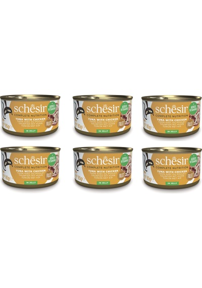 Schesir Ton Ve Tavuklu Tam Ve Dengeli Jöleli Kedi Konservesi 85 Gr. X 6 Adet