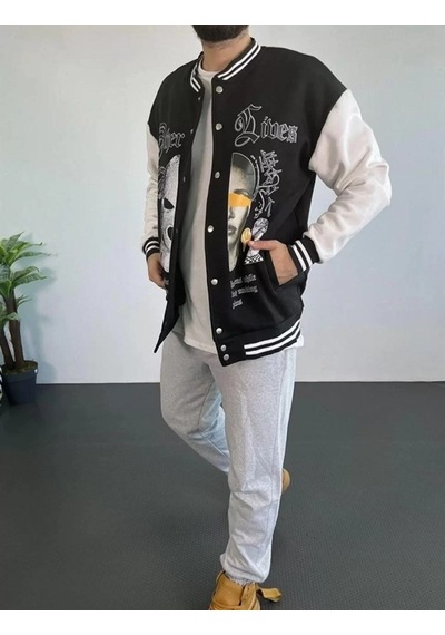 Tarzyeri Erkek Oversize Kolej Ceket - Siyah 001
