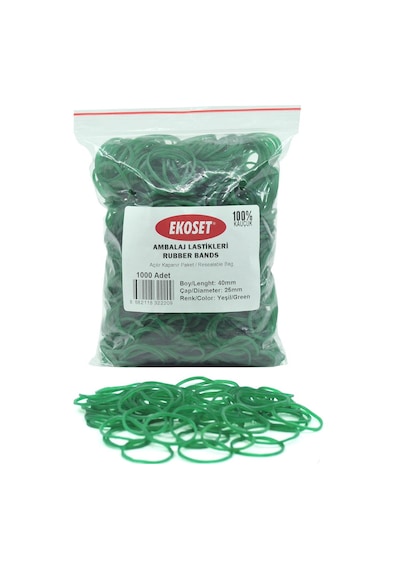 Ekoset Yeşil Paket Ambalaj Para Lastiği 40Mm 5.000 Adet