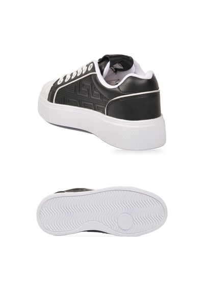 Walkway Siyah-beyaz Bağcıklı Kalın Rahat Tabanlı Kadın Casual Yürüyüş Ayakkabı Sneaker 26201 Siyah - Beyaz