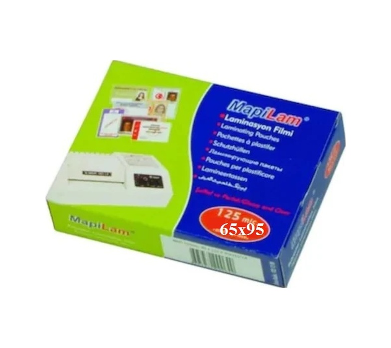 Mapi Laminasyon Filmi küçük 125Mic.65 X 95 mm Par.100 Ad A4 değildir
