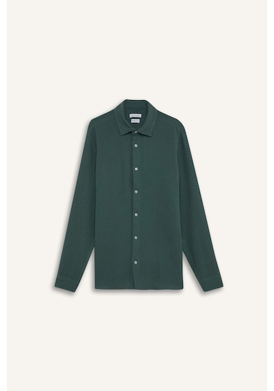 DeFacto %100 Pamuk Regular Fit Polo Yaka Müslin Uzun Kollu Gömlek W7832AZ25SPGN1259 DeFacto %100 Pamuk Regular Fit Polo Yaka Müslin Uzun Kollu Gömlek W7832AZ25SPGN1259