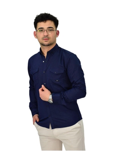 Erkek Spor Likralı Gömlek Bgl-st04343 Lacivert