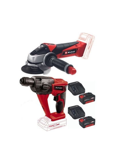 Einhell TE-HD 18 Lİ Akülü Vidalama Delme TE-AG 18/115 Akülü Avuç Taşlama 2 x 4.0ah Starter Kit Set