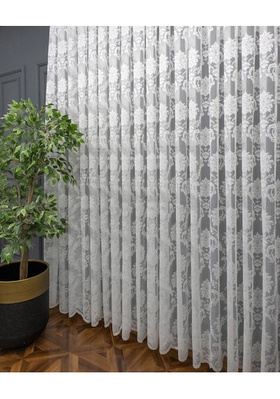 Evdepo Home Damask Kullanıma Hazır Tül Perde (546640431)