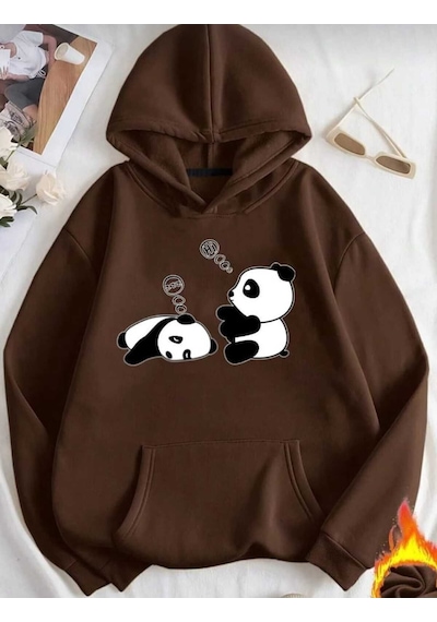 Kozia Outdoors Baskılı Oversize Unisex Swetshirt Yeniler-3 Brovn