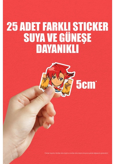 Gurren Lagann Tengen Toppa Anime Telefon Laptop Yapışkanlı Folyo Sticker Paketi 25 Adet Çok Renkli