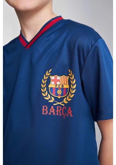 Defacto Barcelona New Regular Fıt V Yaka Mesh Forma Kumaş Kısa Kollu İndigo Tişört Erkek Çocuk H7792a826hsın176 İndigo-ın176