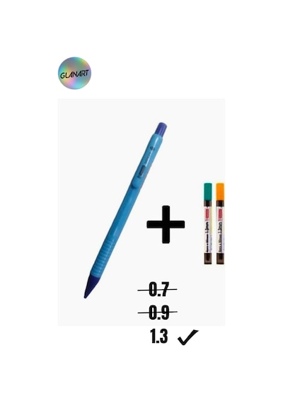 1.3 Mm Uçlu Kalem Ve 2 Paket 1.3 Mm Uç Seti Mikro A.mavi