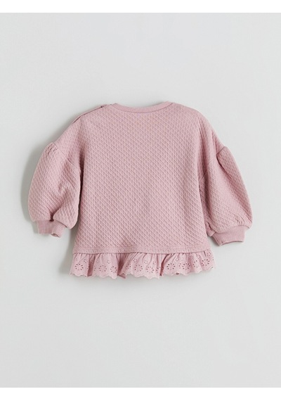 LC Waikiki Lcw Baby Pembe Dantel Detaylı Kız Bebek Sweatshirt Ve Tayt Dusty Rose