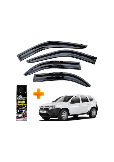 Dacia Duster Mügen Cam Rüzgarlığı 2010-2017 Arası 4 Lü Takım +500ml Lastik Parlatıcı