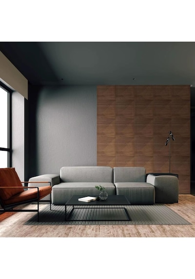 1m² 50cmx50cm 4 Adet Kahverengi 3d Abs Pvc Çizgili Desenli Dayanıklı Duvar Paneli Silinebilir