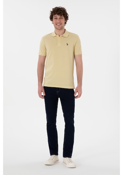 U.S. Polo Assn. Erkek Slim Fit Polo Yaka Açık Haki Basic Tişört 50297984-VR183
