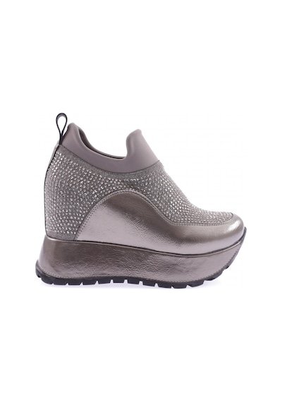 Dgn 927-23y Kadin Mega Kalin Taban Silver Taşli Sneakers Ayakkabi 927-1581-R1385 Platin