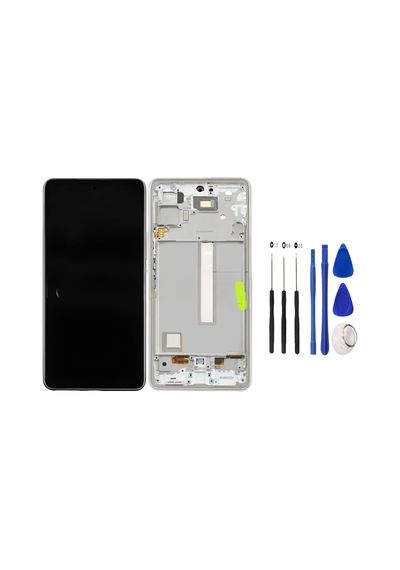 Samsung Galaxy A53 -5g Uyumlu Lcd Ekran Dokunmatik Servis Çıtalı Beyaz + Tamir Seti