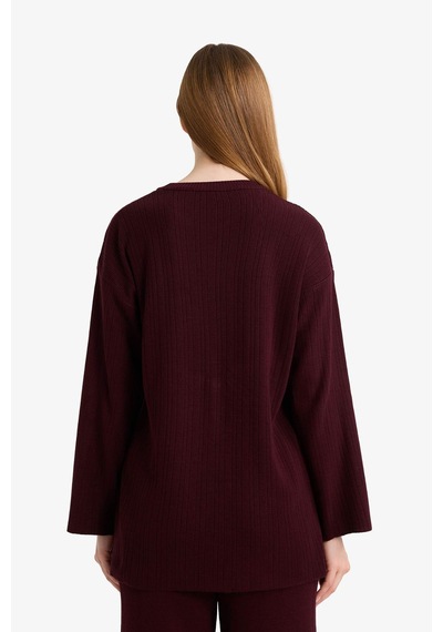 Defacto Loose Fit Bisiklet Yaka Triko Kazak Tunik G7241ax25cwbr457 Bordo-br457