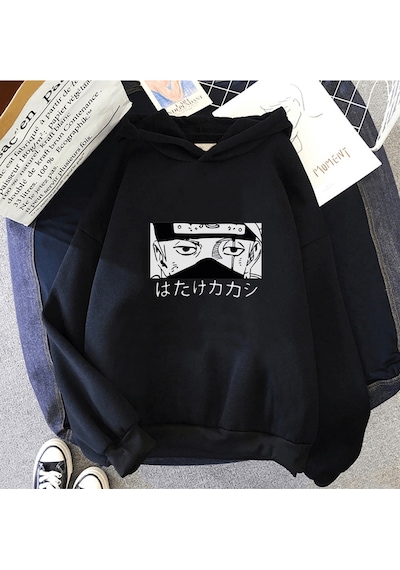 Anime Kakashi Eyes Kapşonlu Sweatshirt