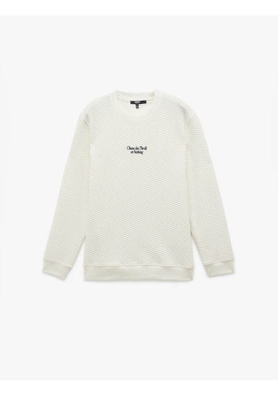 Koton Uzun Kollu Bisiklet Yaka Dokulu Beyaz Erkek Sweatshirt 6wam70075mk Beyaz