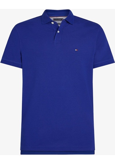 Tommy Hilfiger Erkek Dokuma Polo Yaka Kısa Kol Günlük Mavi T-shirt-15689