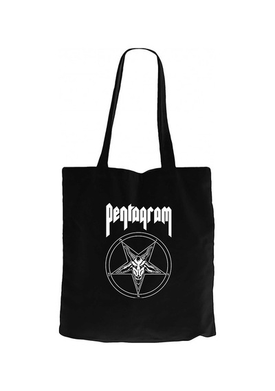 Pentagram Logo and Text 2 Siyah Kanvas Bez Çanta Siyah