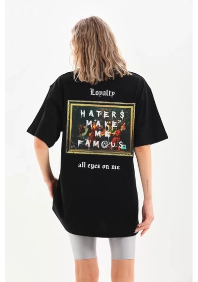 Modi Unisex Baskılı Oversize T-shirt - Siyah - Mymg96250