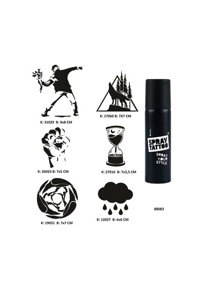 Dik Duruş Spray Tattoo Geçici Dövme Seti Dark Sprey Dövme Kiti