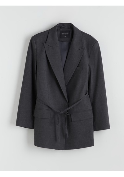 Lcw Modest Antrasit Beli Kuşaklı Kadın Blazer Ceket