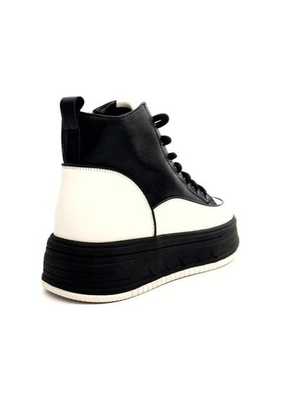 Guja 25k335 Kadın Hakiki Deri Parçalı Kısa Boyunlu Sneaker Bot Siyah