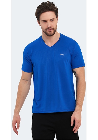 Slazenger KATRIINA Erkek V Yaka Saks Mavi Tişört