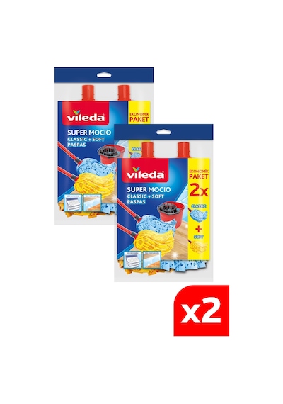 Vileda Supermocio Klasik 2'li + Ahşap Yedek Paspas