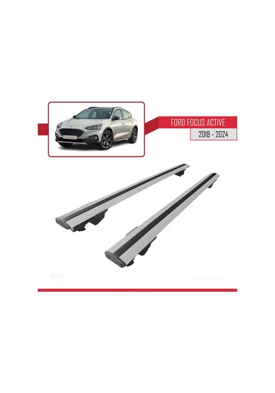 Ford Focus Active 2018 Ve Sonrası İle Uyumlu Hook Model Anahtar Kilitli Ara Atkı Tavan Barı Gri