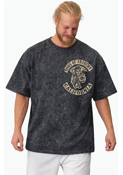 Sons Of Anarchy Rock Metal Müzik Grubu Sırt Baskılı Unisex Oversi Siyah