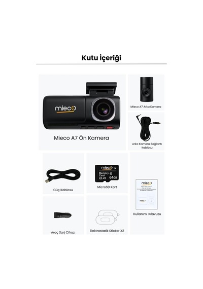 A7 4k Uhd/wifi/adas / 150 Ultra Geniş Açı/gece Görüşü/ön + Arka Araç Kamerası 2025 + Hafıza Kartı Hediyeli