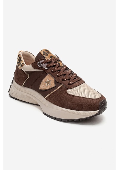 Bıella Kahverengi Süet Desenli Kadın Sneaker